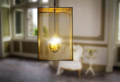 Langdon Lantern Pendant Large Brass - SE Home