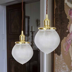 The Hollen Acorn Polished Brass Prismatic Glass Style Pendant Light