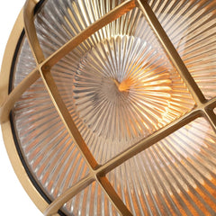 Carlisle Grid Prismatic Glass Lacquered Brass IP66 Bulkhead Wall Light - The Outdoor & Bathroom Collection - SE Home