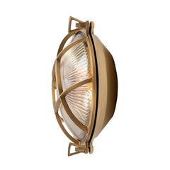 Carlisle Grid Prismatic Glass Lacquered Brass IP66 Bulkhead Wall Light - The Outdoor & Bathroom Collection - SE Home