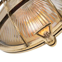 Carlisle Grid Prismatic Glass Polished Brass IP66 Bulkhead Wall Light - The Outdoor & Bathroom Collection - SE Home