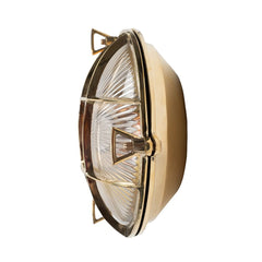 Carlisle Grid Prismatic Glass Polished Brass IP66 Bulkhead Wall Light - The Outdoor & Bathroom Collection - SE Home