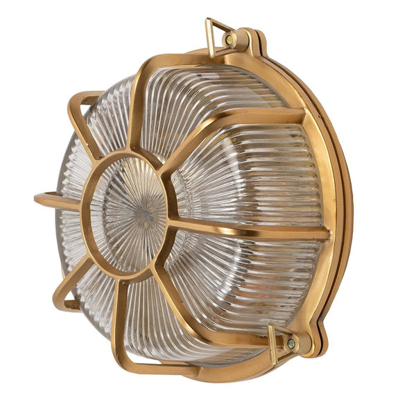 Carlisle Lacquered Brass IP66 Web Prismatic Glass Wall Light - The Outdoor & Bathroom Collection - SE Home