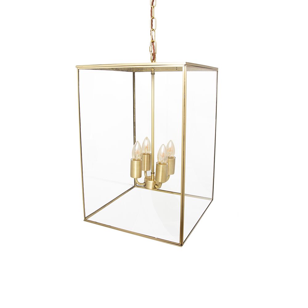 Langdon Lantern Pendant Light Medium Brass - SE Home