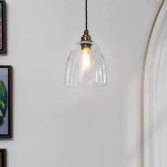 Potter Clear Glass Pendant Light - Old English Brass
