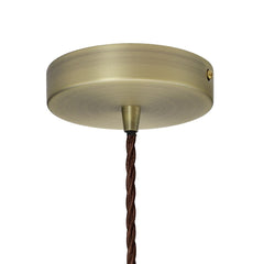 Navy Blue Large Chancery Painted Pendant Light - Matt Antique Brass Lamp Holder & Ceiling Rose - SE Home