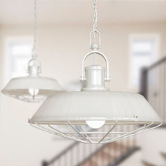 Brewer Cage Industrial Pendant Light Clay White Cream - SE Home