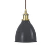 Slate Grey Classic Painted Pendant Light - Antique Brass Lamp Holder & Ceiling Rose - SE Home