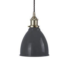 Slate Grey Classic Painted Pendant Light - Brushed Chrome Lamp Holder & Ceiling Rose - SE Home