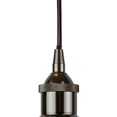 Slate Grey Small Trinity Metal Painted Pendant Light - Black Nickel Lamp Holder & Ceiling Rose - SE Home