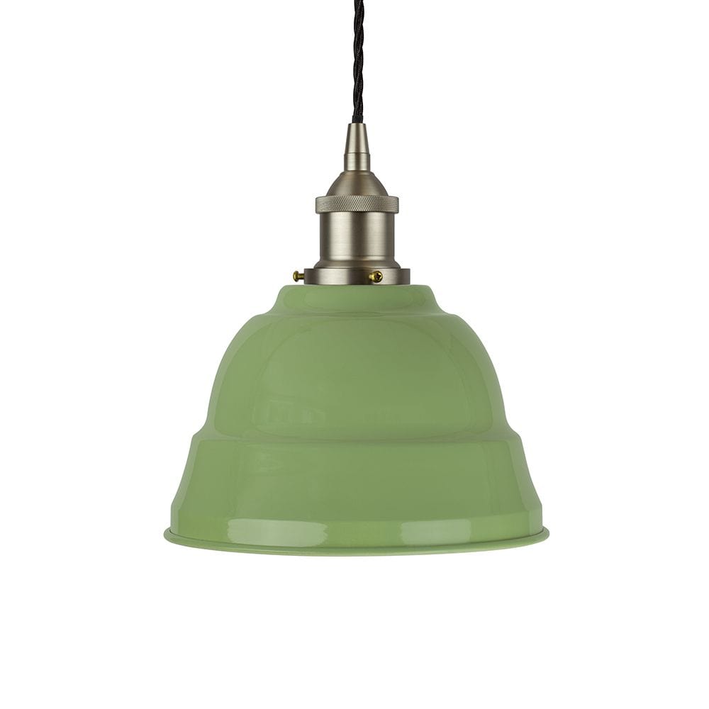 Mint Green Lincoln Painted Pendant Light - Brushed Chrome Lamp Holder & Ceiling Rose - SE Home