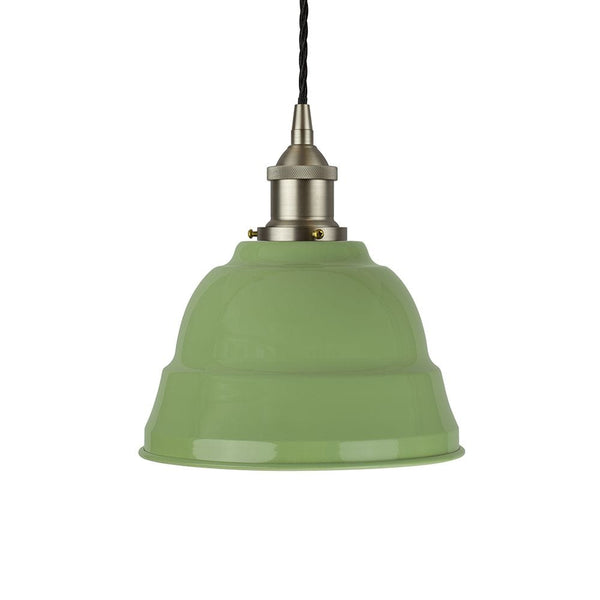 Mint Green Lincoln Painted Pendant Light - Brushed Chrome Lamp Holder & Ceiling Rose - SE Home