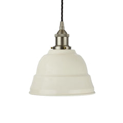 Clay White Lincoln Painted Pendant Light - Brushed Chrome Lamp Holder & Ceiling Rose - SE Home