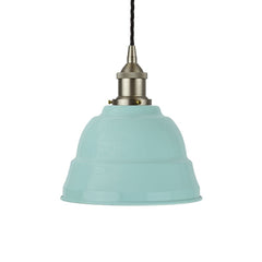 Duck Egg Blue Lincoln Painted Pendant Light - Brushed Chrome Lamp Holder & Ceiling Rose - SE Home