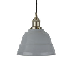 French Grey Lincoln Painted Pendant Light - Brushed Chrome Lamp Holder & Ceiling Rose - SE Home