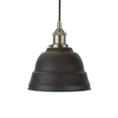 Matt Black Lincoln Painted Pendant Light - Brushed Chrome Lamp Holder & Ceiling Rose - SE Home