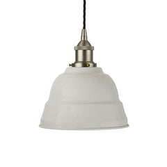 Pale Grey Lincoln Painted Pendant Light - Brushed Chrome Lamp Holder & Ceiling Rose - SE Home
