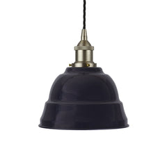 Navy Blue Lincoln Painted Pendant Light - Brushed Chrome Lamp Holder & Ceiling Rose - SE Home