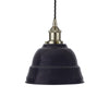 Navy Blue Lincoln Painted Pendant Light - Brushed Chrome Lamp Holder & Ceiling Rose - SE Home