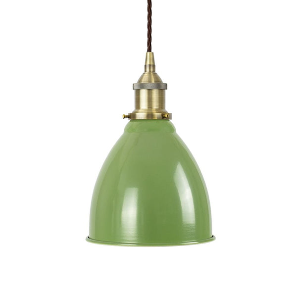 Mint Green Classic Painted Pendant Light - Antique Brass Lamp Holder & Ceiling Rose - SE Home