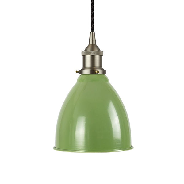Mint Green Classic Painted Pendant Light - Brushed Chrome Lamp Holder & Ceiling Rose - SE Home