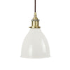 Clay White Classic Painted Pendant Light - Antique Brass Lamp Holder & Ceiling Rose - SE Home