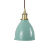 Duck Egg Blue Classic Painted Pendant Light - Antique Brass Lamp Holder & Ceiling Rose - SE Home