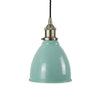 Duck Egg Blue Classic Painted Pendant Light - Brushed Chrome Lamp Holder & Ceiling Rose - SE Home