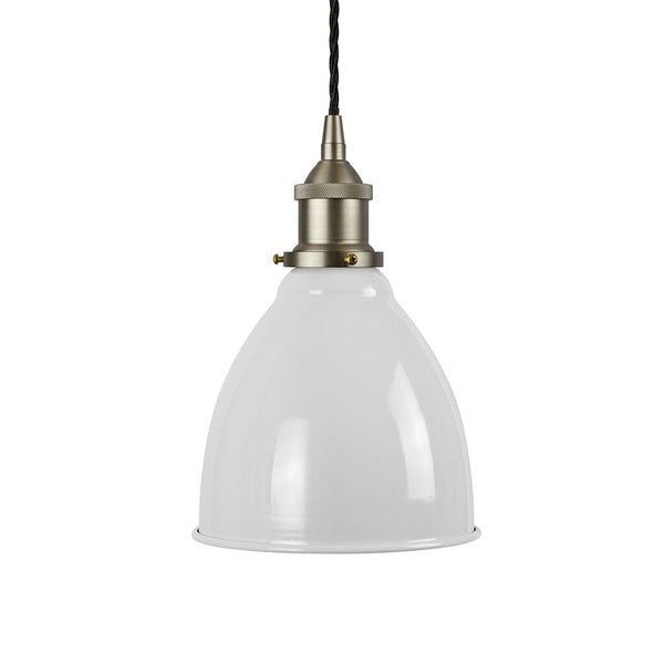 Pale Grey Classic Painted Pendant Light - Brushed Chrome Lamp Holder & Ceiling Rose - SE Home