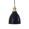Navy Blue Classic Painted Pendant Light - Antique Brass Lamp Holder & Ceiling Rose - SE Home