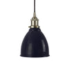 Navy Blue Classic Painted Pendant Light - Brushed Chrome Lamp Holder & Ceiling Rose - SE Home