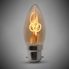 2w B22 Vintage Edison Candle LED Light Bulb 1800K T-Spiral Filament Dimmable - SE Home