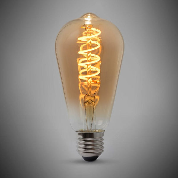 4w E27 ES Vintage Edison ST64 LED Light Bulb 1800K Spiral Filament Teardrop Dimmable - SE Home