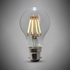 8w B22 GLS LED Light Bulb 3000K Standard Straight Filament Dimmable - SE Home