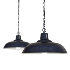Portland Reclaimed Style Industrial Pendant Light Squid Ink Navy Blue - SE Home