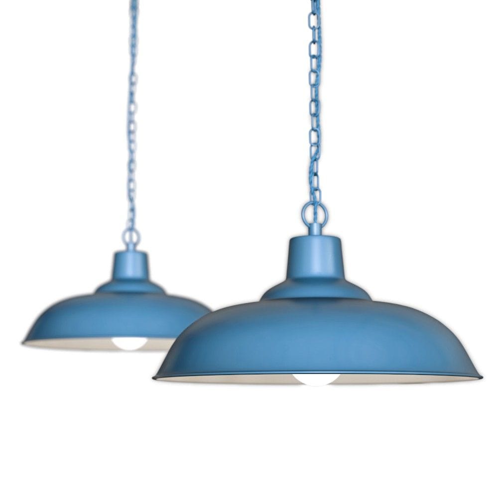 Portland Reclaimed Style Industrial Pendant Light Aston Blue - SE Home