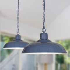 Portland Reclaimed Style Industrial Pendant Light Leaden Grey Slate - SE Home