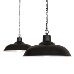 Portland Reclaimed Style Industrial Pendant Light Matt Black - SE Home