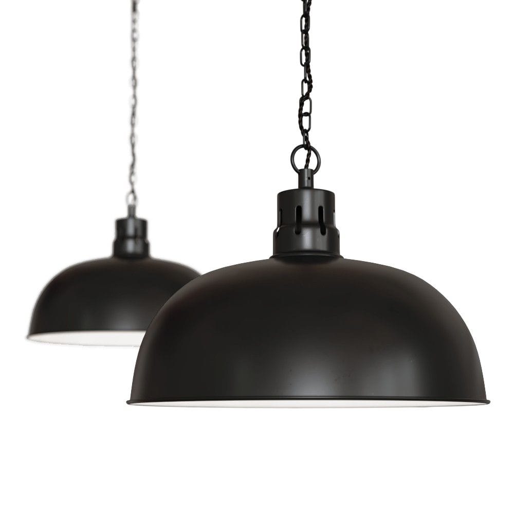 Berwick Rustic Dome Pendant Light Matt Black - SE Home