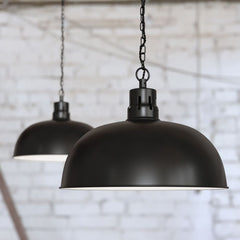 Berwick Rustic Dome Pendant Light Matt Black - SE Home