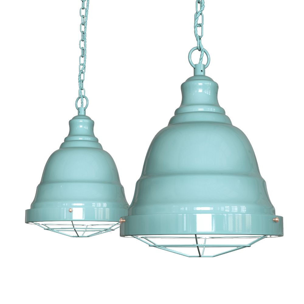 Ganton Vintage Cage Pendant Light Duck Egg Blue Turquoise - SE Home