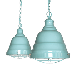 Ganton Vintage Cage Pendant Light Duck Egg Blue Turquoise - SE Home