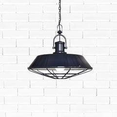 Brewer Cage Industrial Pendant Light Squid Ink Navy Blue - SE Home