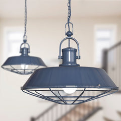 Brewer Cage Industrial Pendant Light Leaden Grey Slate - SE Home