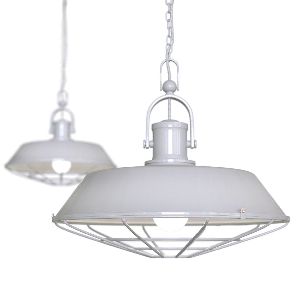 Brewer Cage Industrial Pendant Light Pale Grey - SE Home