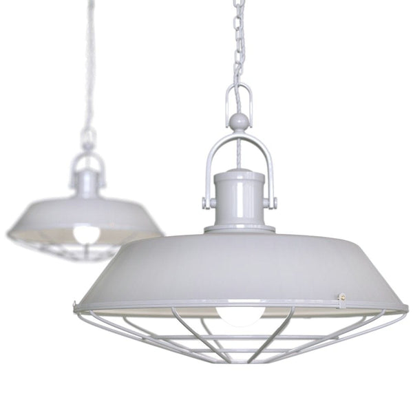 Brewer Cage Industrial Pendant Light Pale Grey - SE Home