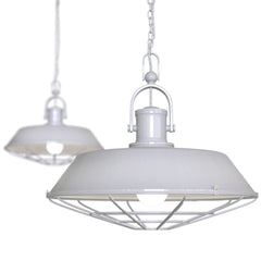 Brewer Cage Industrial Pendant Light Pale Grey - SE Home