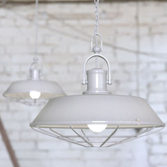 Brewer Cage Industrial Pendant Light Pale Grey - SE Home