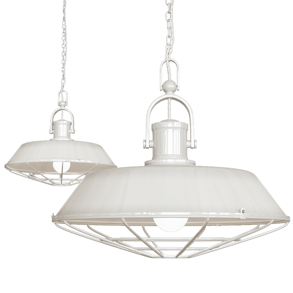 Brewer Cage Industrial Pendant Light Clay White Cream - SE Home
