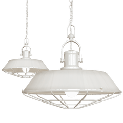 Brewer Cage Industrial Pendant Light Clay White Cream - SE Home